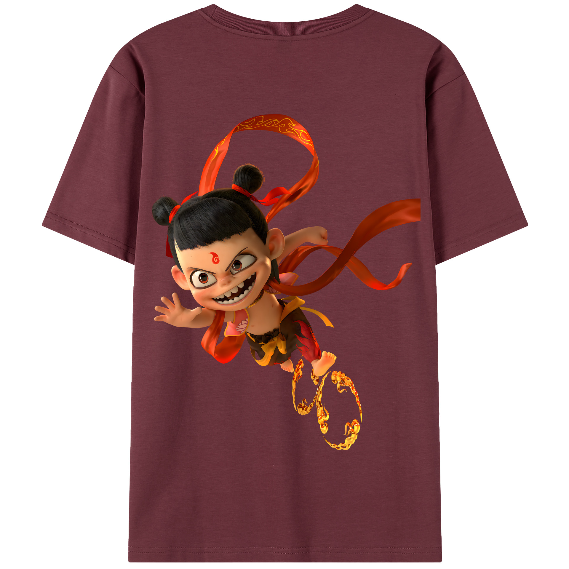 （画像用） Ne Zha 2 ナタ 魔童の大暴れ 綿100％半袖Tシャツ（背面プリント）
